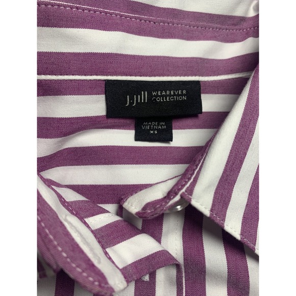 J‎ Jill Wearever Collection Size XS Button Up 3/4 Sleeve Striped Purple - Picture 8 of 10